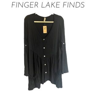 Hi/Low Asymmetric Hem Button Front  Women's Top